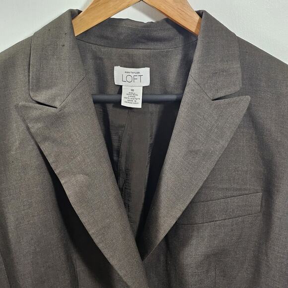 Ann Taylor Loft Brown Blazer Jacket Wool Sz 16 Two Button Peak Lapel Academic - Picture 2 of 6
